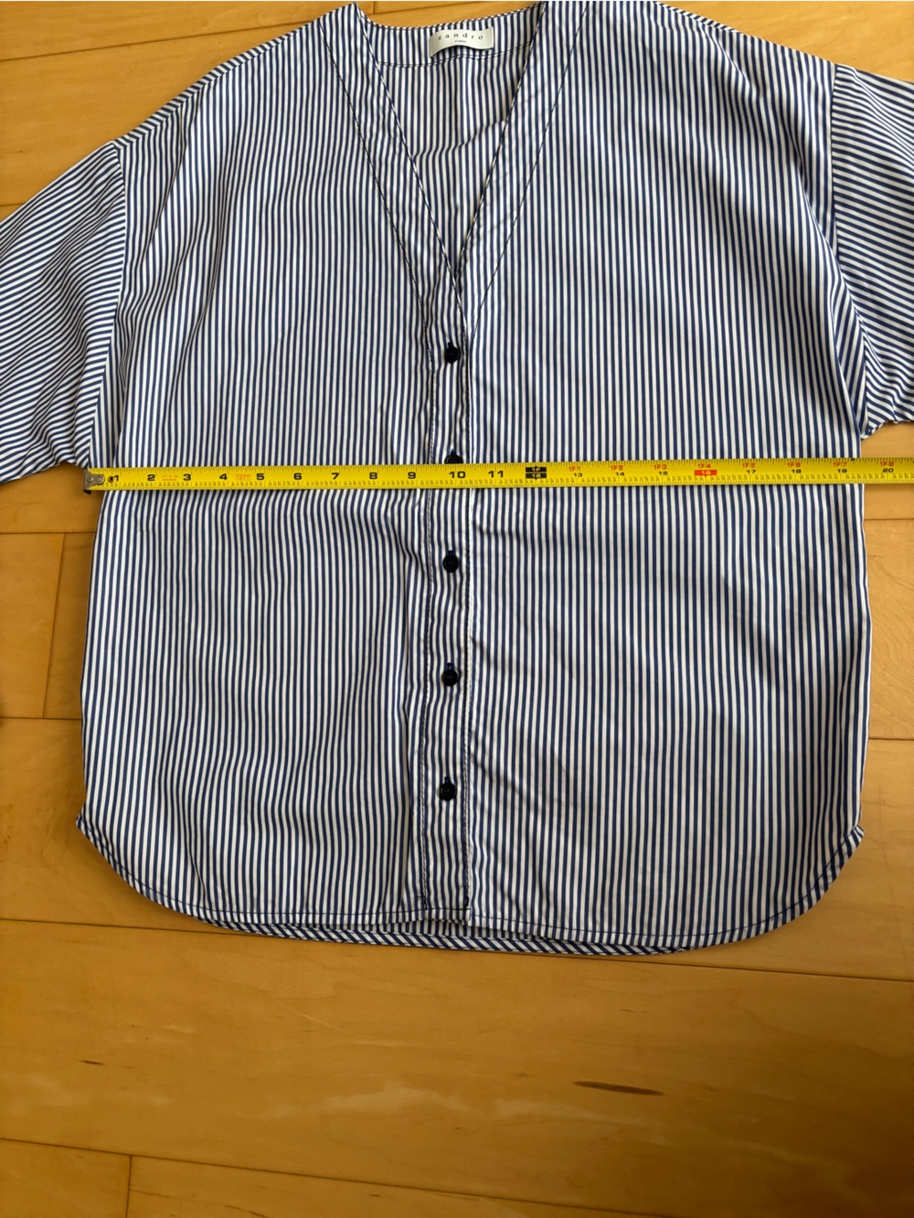 Sandro Jordan Pinstriped Cotton Poplin Button Down Shirt - Picture 13 of 16